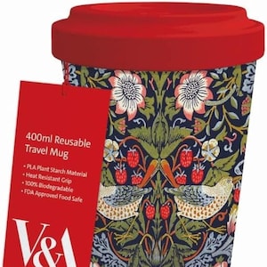 V&A William Morris  - Strawberry Thief - Reusable Travel Mug