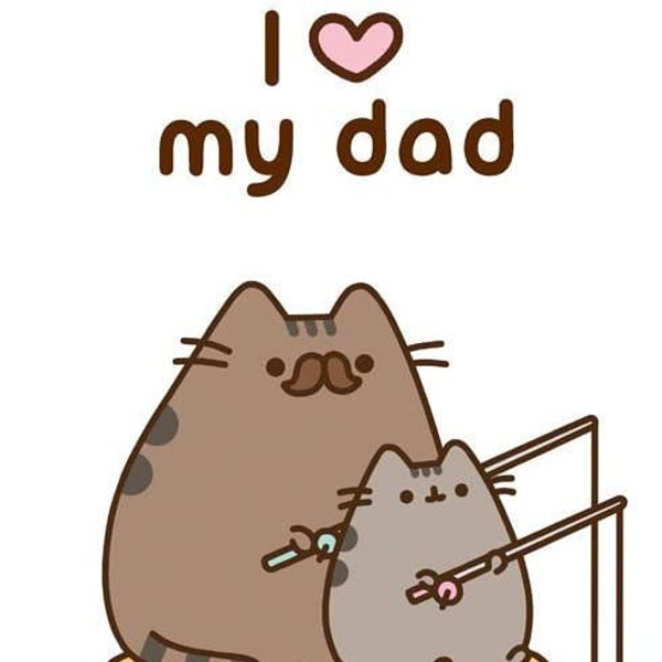 Pusheen the Cat - I Love My Dad - Blank Father's Day / Birthday Card - Fishing