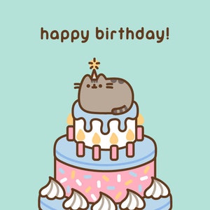 Pusheen le chat - Carte vierge pour gâteau d'anniversaire