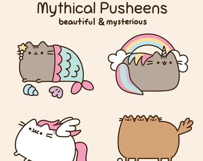 Pusheen the Cat Blank Birthday Card Mythical Pusheens - Etsy