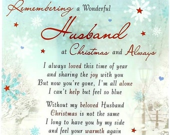 Graveside Memorial Card - Loving Memory of Wonderful Husband at Christmas