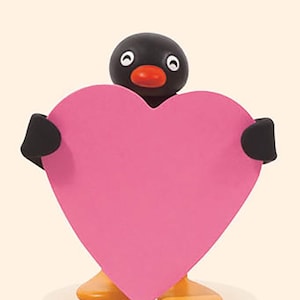 Pingu - avec coeur rose - carte d'anniversaire / Saint-Valentin vierge