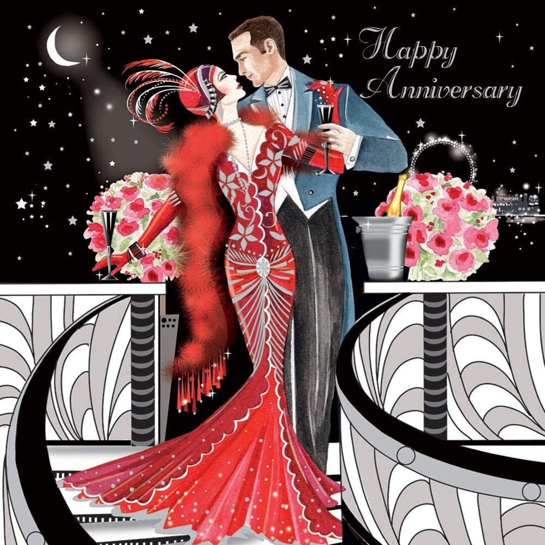 Art Deco Couple Dancing Anniversary Card - Etsy UK