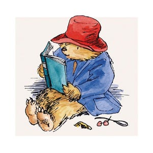 Lecture de l'ours Paddington - Carte de voeux - Choisissez un fils, un petit-fils, un motif ours, une carte vierge