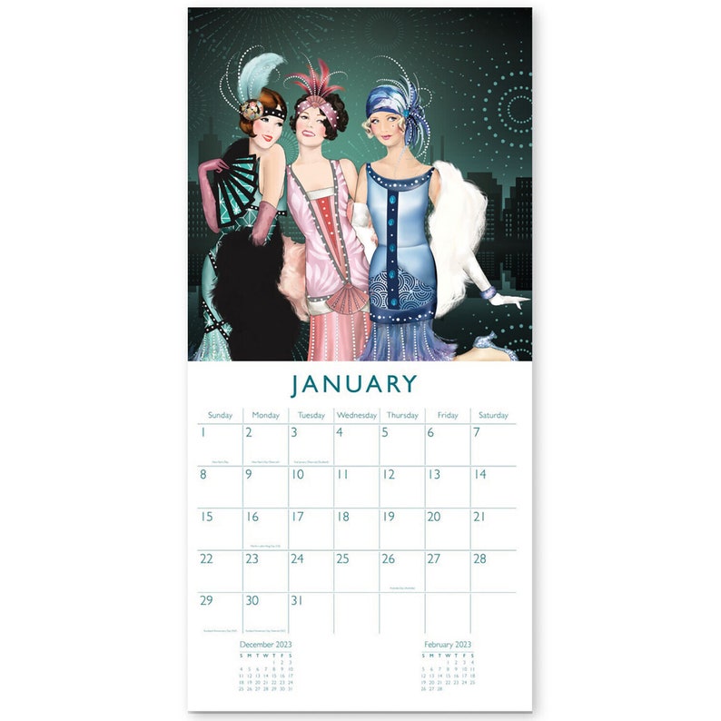 Claire Coxon Art Deco 2023 Square Wall Calendar Etsy UK