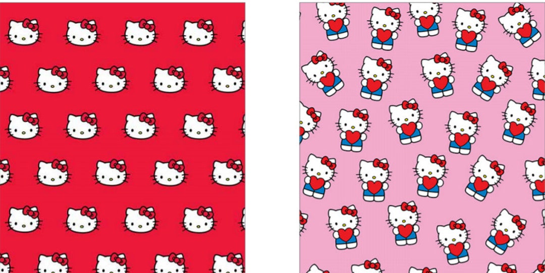 Hello Kitty Gift Wrap 1 Folded Sheet of Wrapping Paper Red Christmas or  Pink, Red or Blue Birthday 
