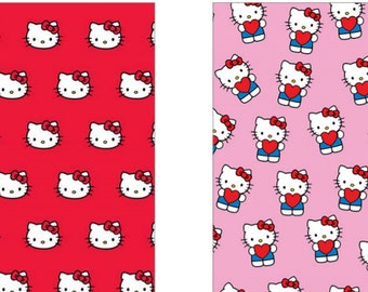 Hello Kitty Gift Wrap - 1 Folded Sheet of Wrapping Paper - Red Christmas or Pink, Red or Blue Birthday