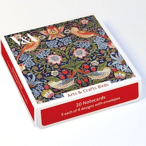 Arts & Crafts Birds - Box of 20 Blank Birthday / Note Cards - William Morris et al