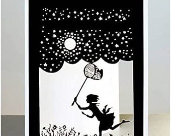 Luxury Laser Cut Blank Birthday/all Occasion Card - Girl Catching Stars