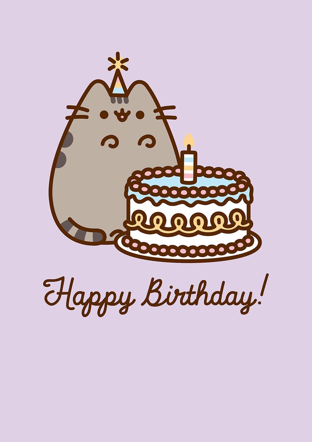 Pusheen the Cat Blank Birthday Cake Card - Etsy