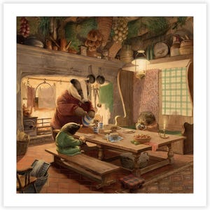 Chris Dunn - Le vent dans les saules - Badger's Kitchen - Lot de 8 cartes de Noël
