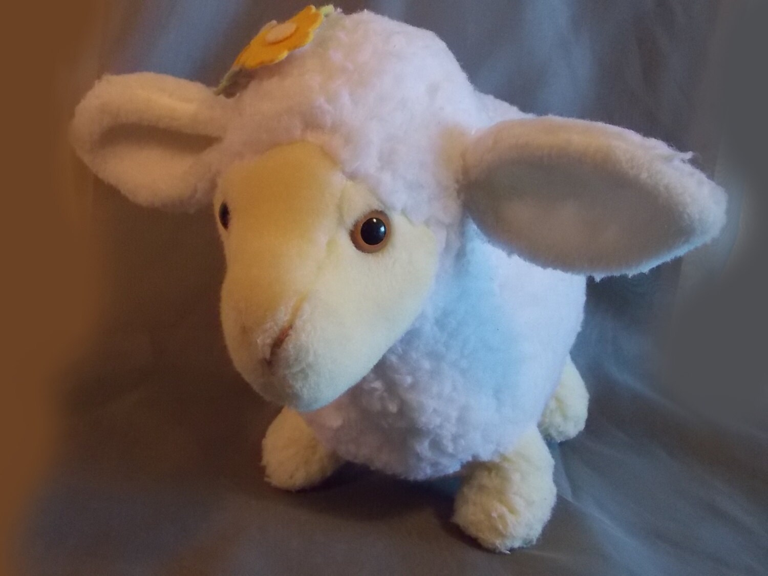 Eden Toys White Lamb Sheep Plush Stuffed Animal Felt Flowers Etsy