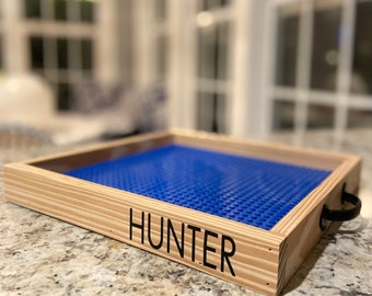 Personalized Building Block Tray: 10x10 Wooden Montessori Toy Christmas Birthday Gift for kids