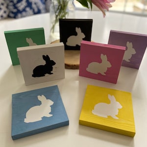 Easter Bunny Block Sign: Spring Tiered Tray Decor