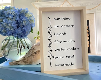 Summer Sign | Summer Decor | Boho Summer Decor | Handmade Gift | Coastal Summer Decor | Summer Bucket List | Summer Mantel Decor