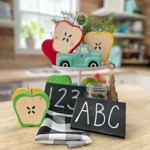 Wooden apple slice, Apple Decor | Fall Decor, Apple Tiered Tray | Fruit Decor | Apple Wood Slice | Back to School Decor