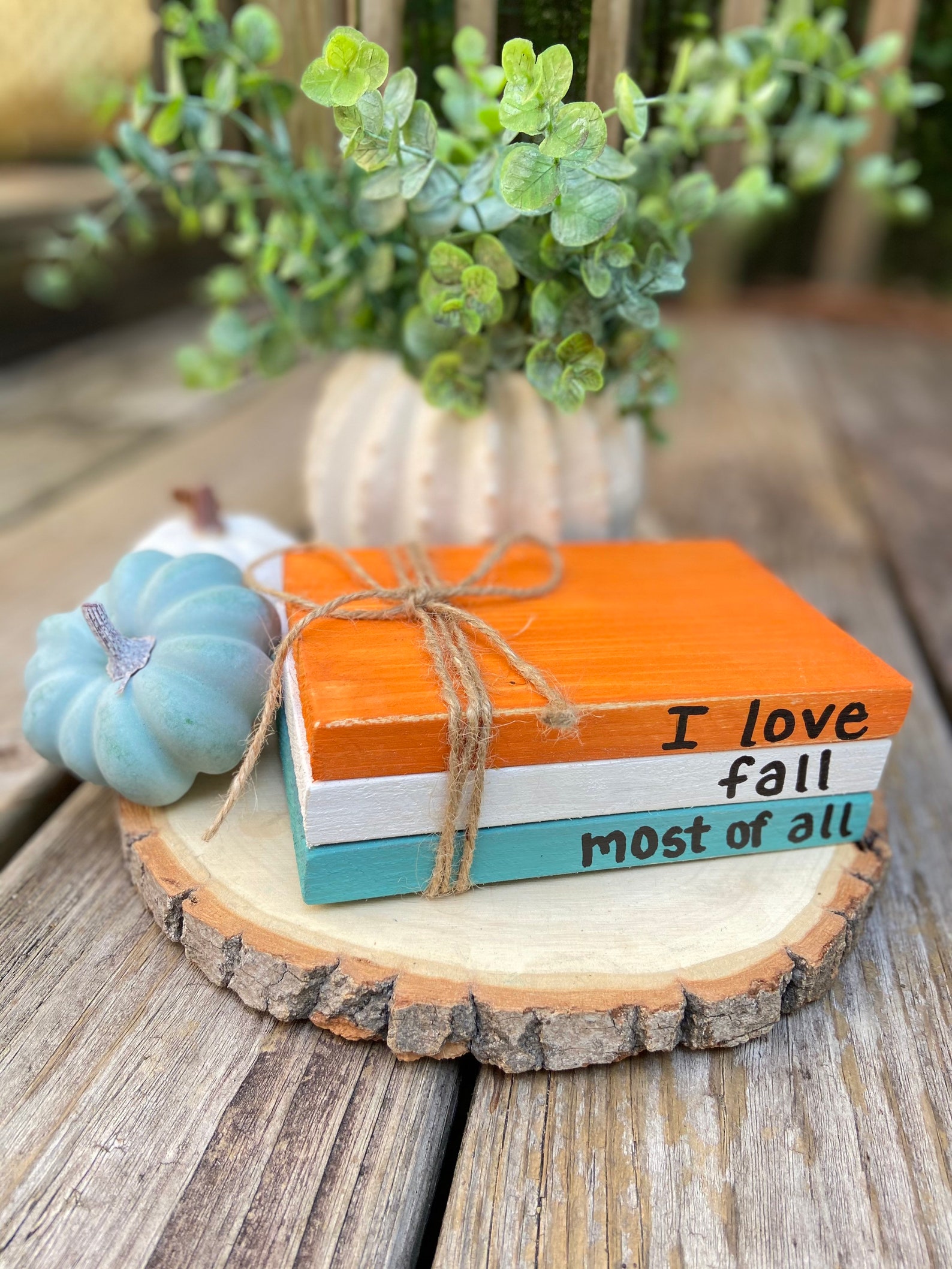 Fall Book Stack Pumpkin Decor Fall Decor I Love Fall Etsy