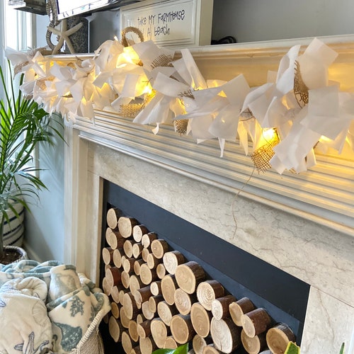 Lighted Rag Garland Christmas Garland With Lights Light up Etsy