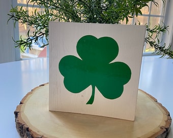St. Patrick’s Day Shamrock Block Sign | Four Leaf Clover Sign | Irish Decor  | St. Patty’s Day decor tiered tray | Lucky Decor