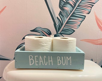 Caja de papel higiénico Beach Bum: decoración de baño costera con un toque desgastado