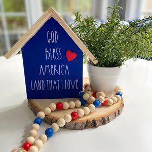 Patriotic Decor | Red White and Blue Decor House Bundle | God Bless America Land that I Love | Patriotic Tiered Tray Decor | Americana Decor