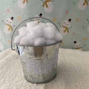Snowball Fight Galvanized Bucket |Winter Tiered Tray Decor | Snow Decor | Winter Decor