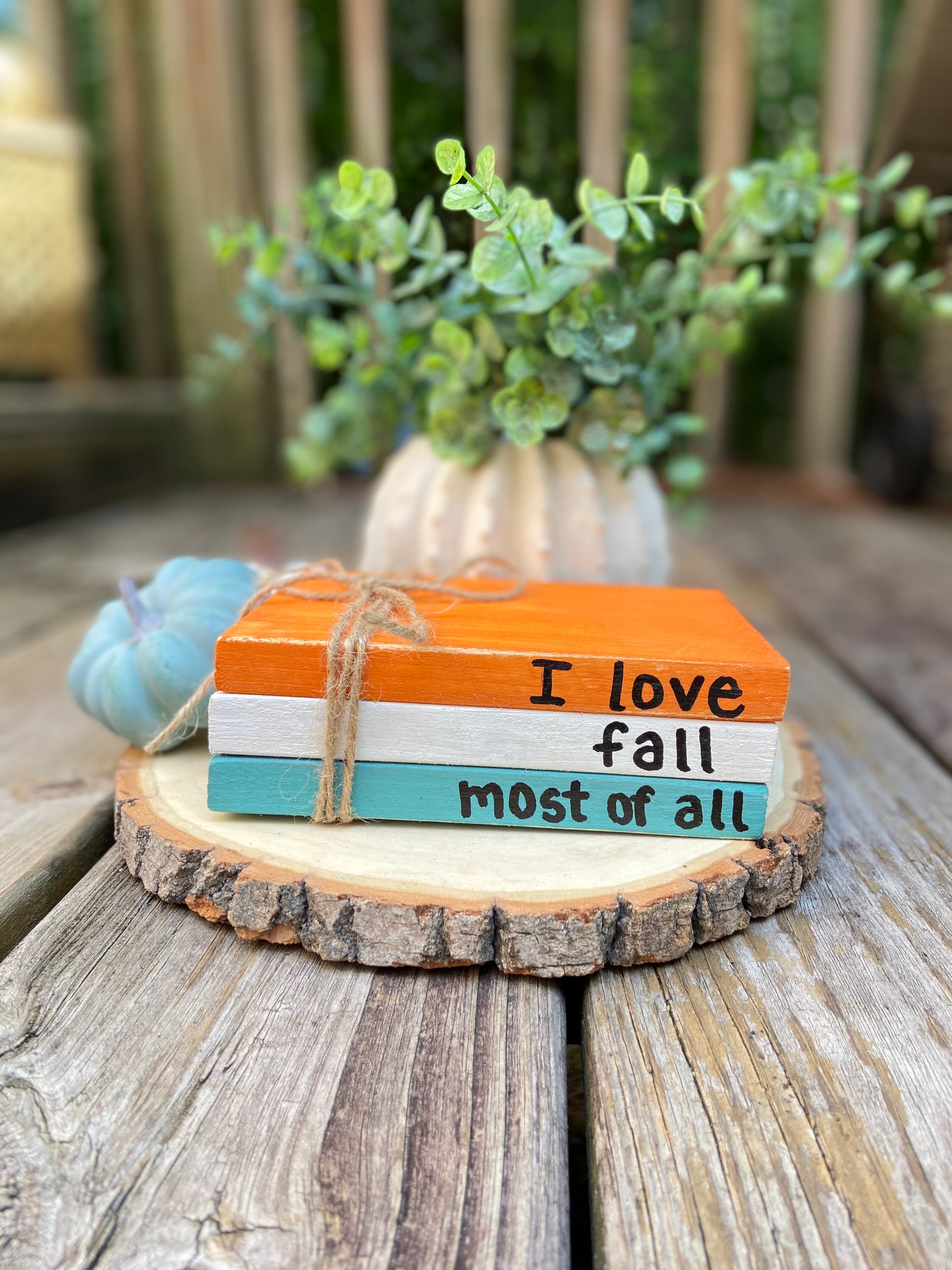 Fall Book Stack Pumpkin Decor Fall Decor I Love Fall Etsy