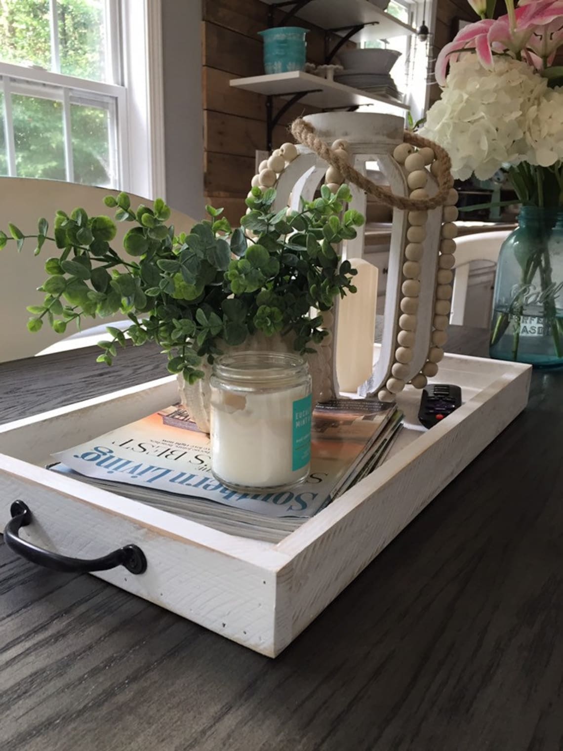 White Farmhouse Coffee Table Tray Coffee Tray Serving Tray Etsy