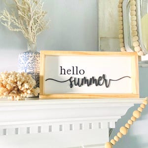 Hello Summer Sign, 3D Wooden Summer Decor, Summer Mantel Decor, Farmhouse Summer Decor, Coastal Home Decor, Seasonal Shelf Decor, Laser Cut afbeelding 5