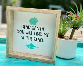 Coastal Christmas Sign: Reclaimed Wood Beach House Decor (6x6)