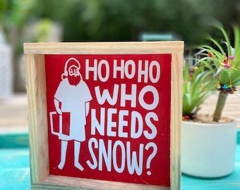 Coastal Christmas Sign: Reclaimed Wood Beach House Decor (6x6)