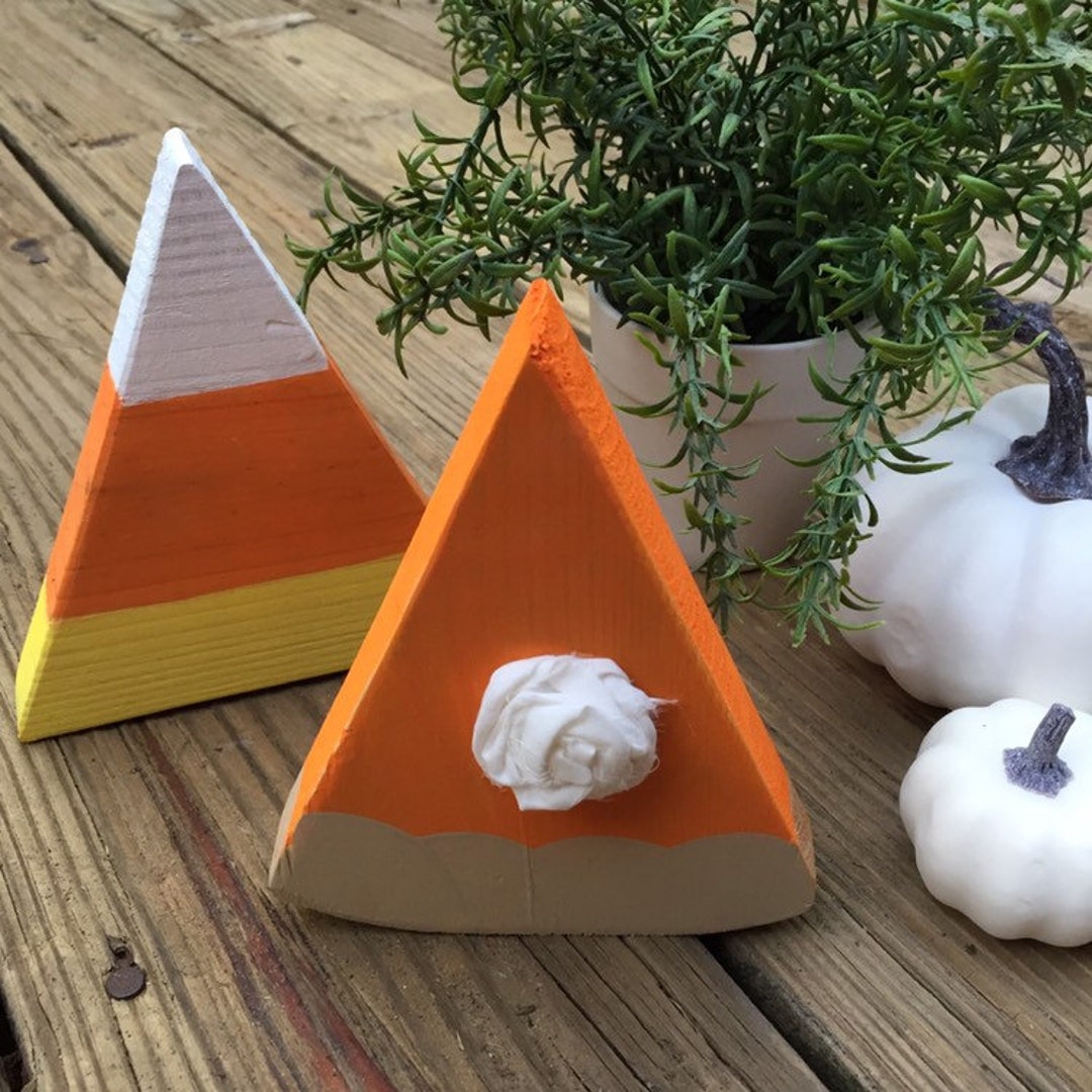 Fall Tiered Tray Decor| Set of 2 Wooden Pumpkin Pie & Candy Corn Slices ...