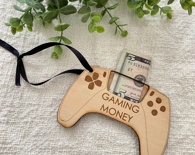Laser Engraved Gaming Money Holder | Gamer Cash Gift | Teen Tween Kids Christmas Birthday Gift | Stocking Stuffer | Teen boy gift