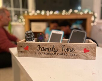 Family Time Wooden  Box | Electronics Placed Here Box| Family Fun Gift | Gift for Family | wooden crate