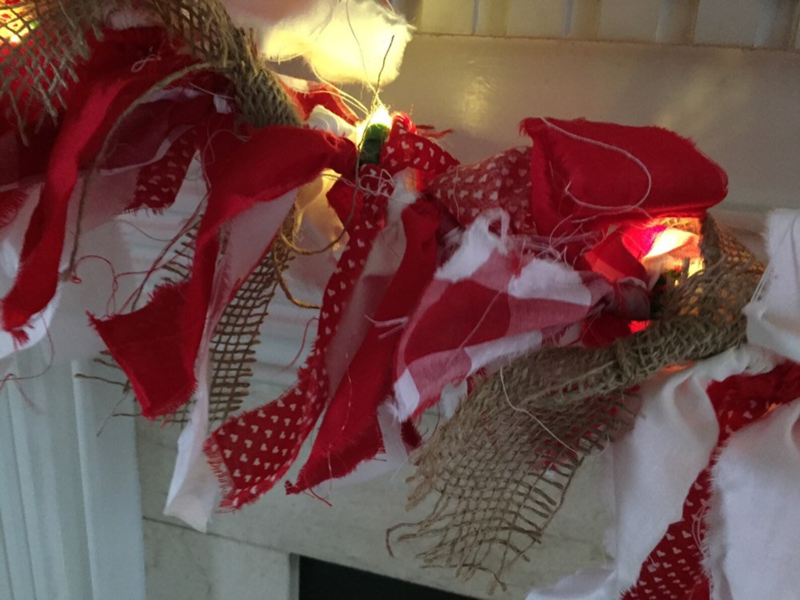 Buffalo Check & Burlap Rag Garland: Valentine's Day Farmhouse Decor (6 ...