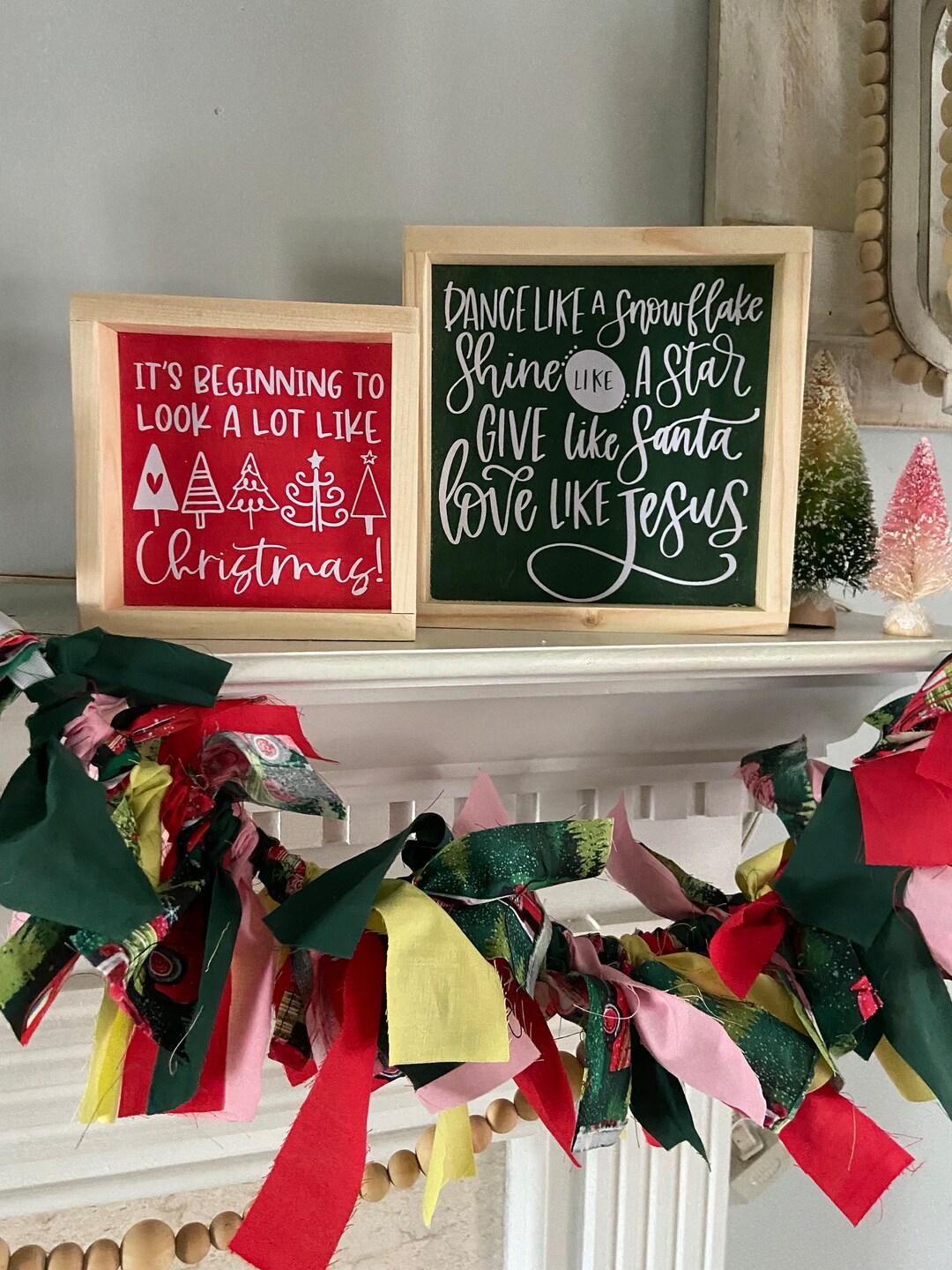Christmas Sign & Rag Garland Bundle: Holiday Home Decor - Etsy