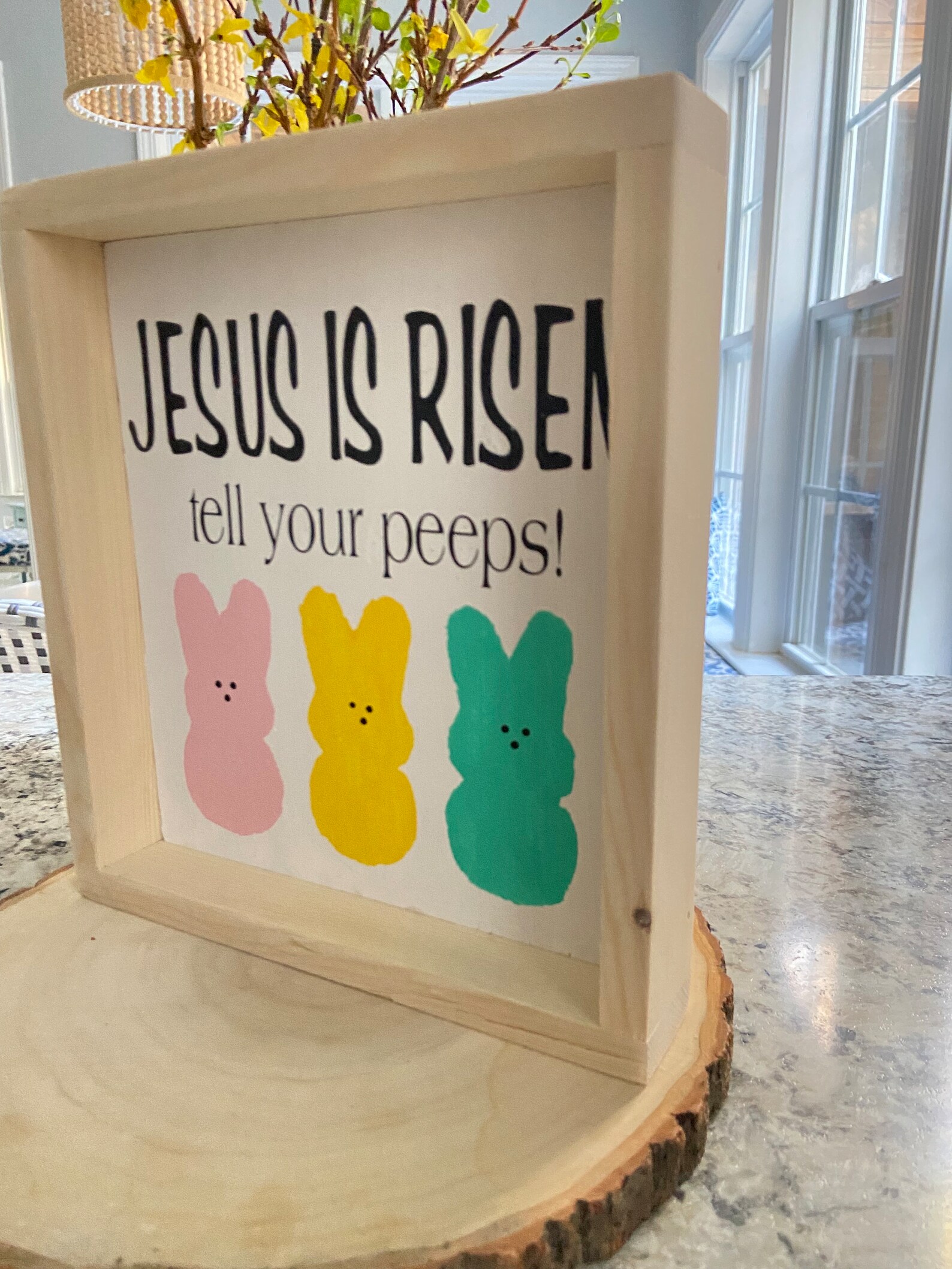 Hand Painted Easter Sign: Jesus is Risen Peeps Decor - Etsy
