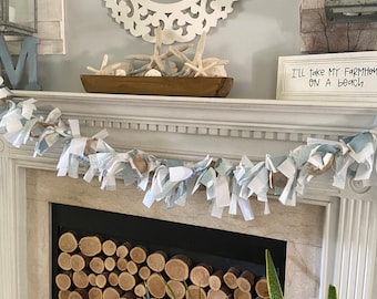 Beach Rag Garland | Coastal Fall Decor | Summer Decor | Coastal Farmhouse | Summer Decor | Beach House Decor | Shabby Chic | Cottage Style