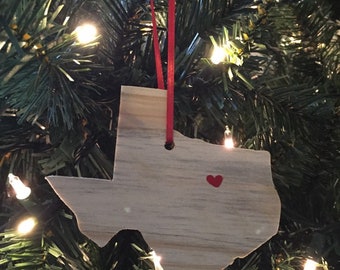 Reclaimed Wood Texas Ornament: State Cutout Christmas Tree Decoration