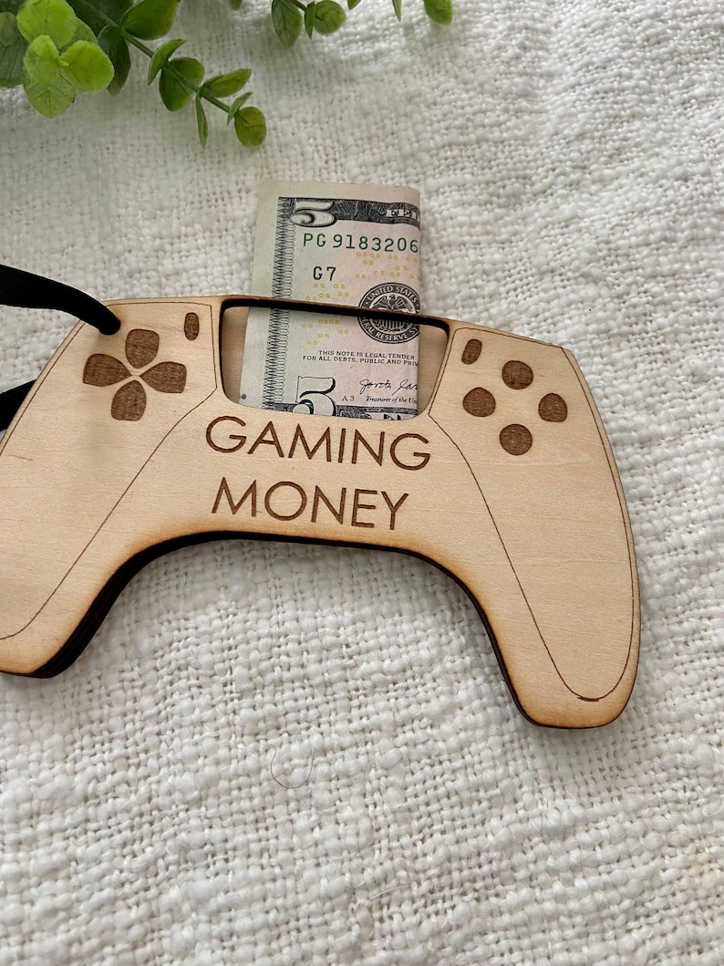 Laser Engraved Gaming Money Holder | Gamer Cash Gift | Teen Tween Kids Christmas Birthday Gift | Stocking Stuffer | Teen boy gift image 3