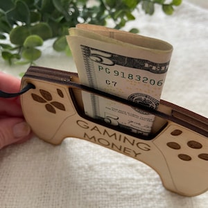 Laser Engraved Gaming Money Holder | Gamer Cash Gift | Teen Tween Kids Christmas Birthday Gift | Stocking Stuffer | Teen boy gift image 5