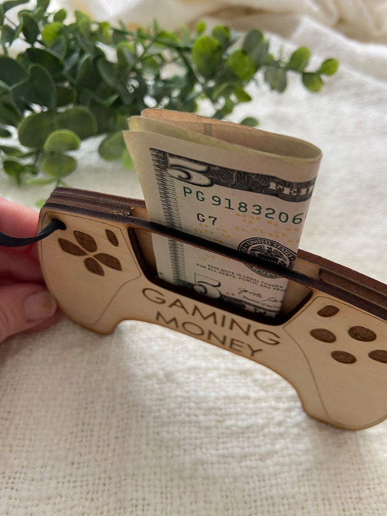 Laser Engraved Gaming Money Holder | Gamer Cash Gift | Teen Tween Kids Christmas Birthday Gift | Stocking Stuffer | Teen boy gift image 5