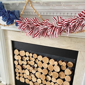 American Flag Rag Garland | Patriotic Decor | 4th of July decor | Memorial Day Decor | American Flag | Patriotic Garland | American Farmhous