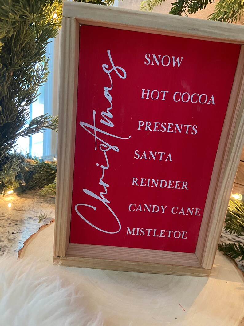 Handmade Christmas Sign: Red & White Holiday Favorites Decor - Etsy