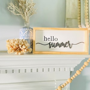 Summer Sign | Hello Summer sign | Summer Decor | Handmade Gift | Boho Summer Decor | Summer Home Decor | Summer Mantel Decor | 3D sign