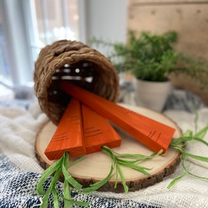 Easter Decor | Set of 3 Wooden Carrots | Farmhouse Decor | Spring Tiered Tray | Farmhouse Spring | Wooden Carrots