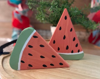 Watermelon Decor | Summer tiered tray decor | Set of 2 wooden watermelon slices | Summer Decor | Fruit Decor | Watermelon Wood Slices