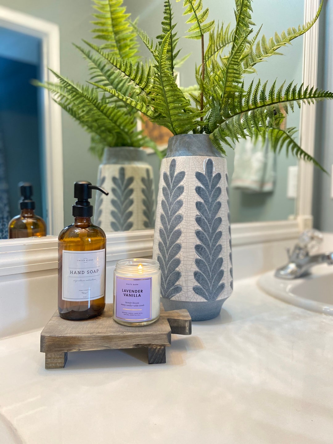 Bathroom Sink Riser Tray , Soap Stand , Wood Riser , Bathroom Tray