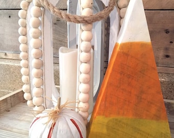 Wood Candy Corn | Wooden Fall Decor Tiered Tray