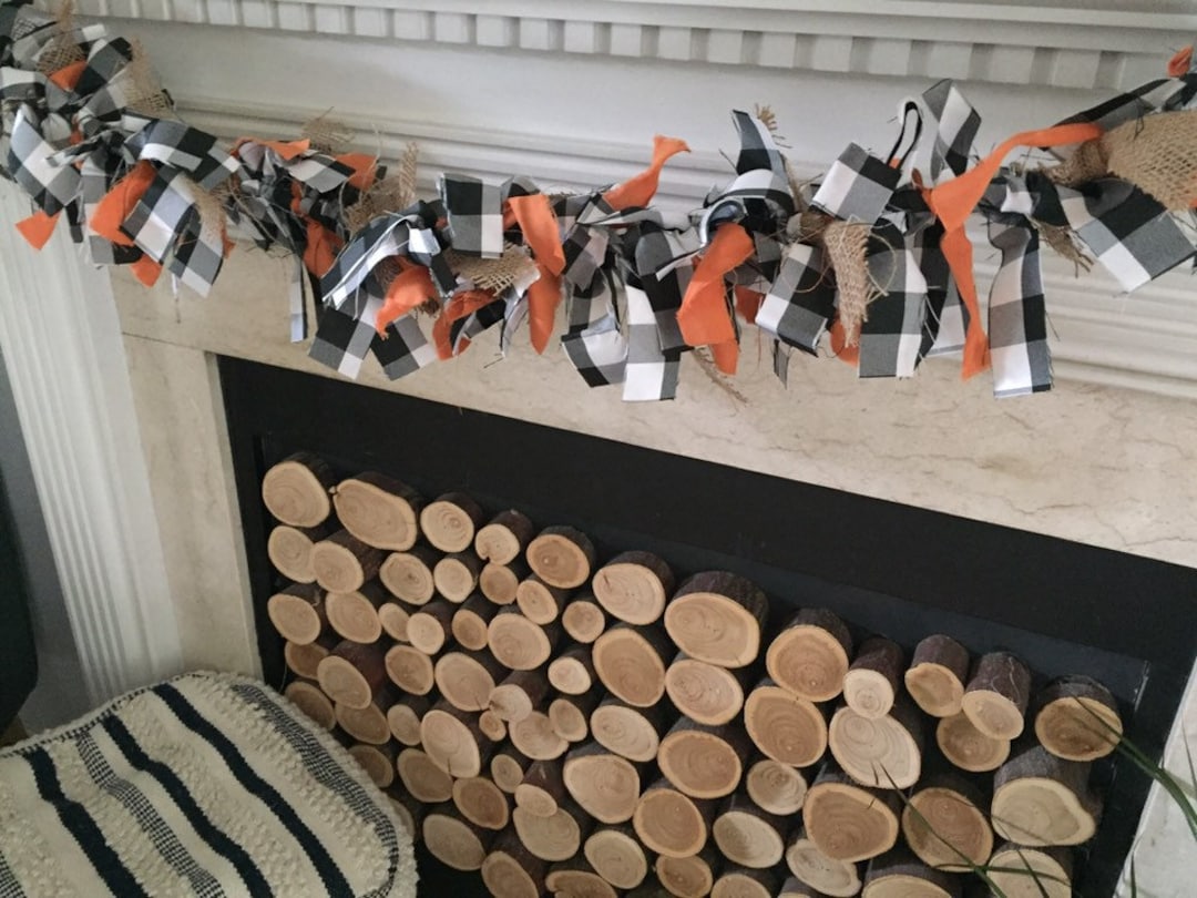 Buffalo Check & Burlap Rag Garland: 6ft Fall Mantel Decor - Etsy